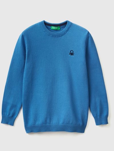 Bright Blue Kids' Benetton Regular Fit 100% Cotton Sweaters | AU056462