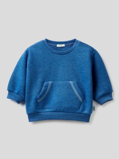 Bright Blue Kids' Benetton Warm Kangaroo Pocket Sweatshirt | AU409277
