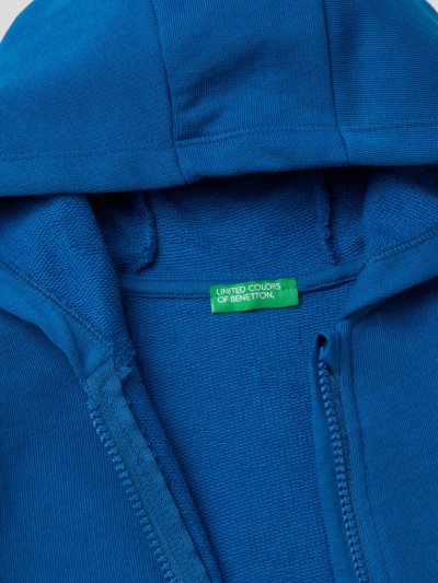 Bright Blue Kids' Benetton Zip-up Organic Cotton Hoodie | AU015196