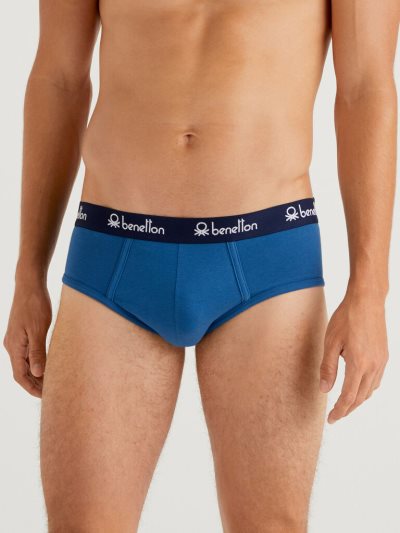 Bright Blue Men's Benetton Stretch Organic Cotton Briefs | AU946817