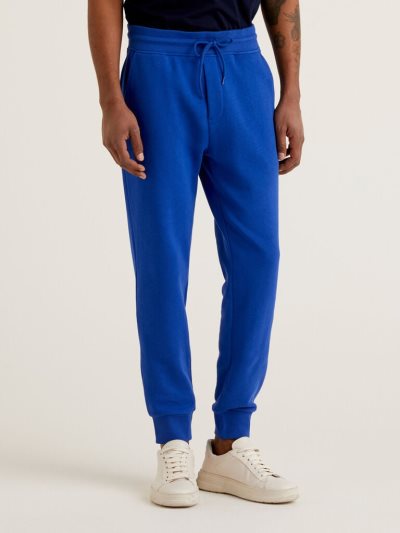 Bright Blue Men's Benetton Sweat 100% Cotton Joggers | AU101617