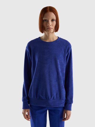 Bright Blue Women's Benetton Organic Cotton Blend Sweatshirt | AU810748