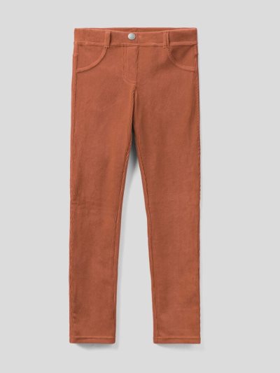 Brown Kids' Benetton Super Skinny Chenille Trousers | AU174058