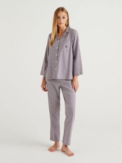 Brown Women's Benetton Vichy Cotton Matching Sets | AU622022