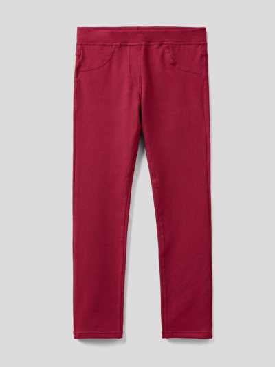Burgundy Kids' Benetton Stretch Sweat Fabric Jeggings | AU199781