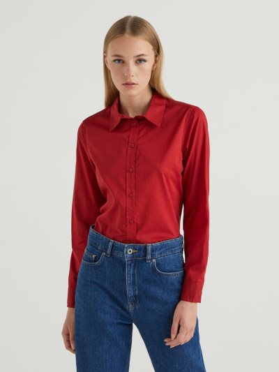 Burgundy Women's Benetton Lightweight Cotton Shirts | AU502527