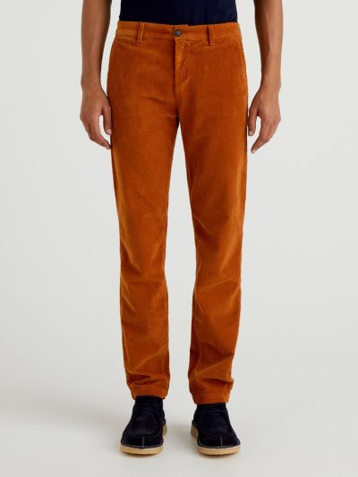 Burnt Men's Benetton Velvet Slim Fit Chinos | AU772583