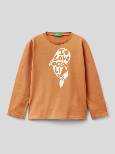 Camel Kids' Benetton Long Sleeve 100% Cotton T Shirts | AU009199