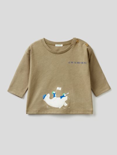 Camel Kids' Benetton Warm Organic Cotton Print T Shirts | AU309506