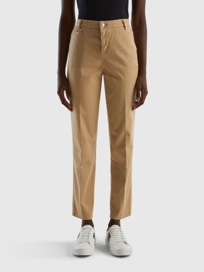 Camel Women's Benetton Cotton Camel Slim Fit Chinos | AU798304
