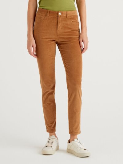 Camel Women's Benetton Five Pocket Velvet Trousers | AU572130