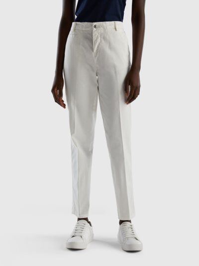 Cream White Women's Benetton Cotton Slim Fit Chinos | AU284696