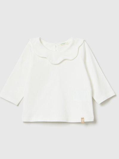 Creamy White Kids' Benetton Long Sleeve Collar T Shirts | AU869527