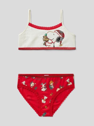 Creamy White Kids' Benetton Peanuts Bra Set Matching Sets | AU518150