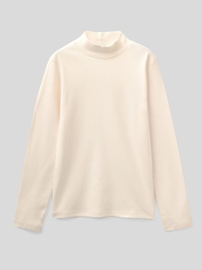 Creamy White Kids' Benetton Pure Organic Cotton Long Sleeve T-shirts | AU830138