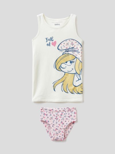Creamy White Kids' Benetton Smurfs Set Organic Cotton Underwear | AU723817