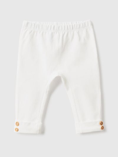 Creamy White Kids' Benetton Stretch Cotton Leggings | AU938726