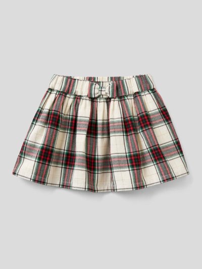 Creamy White Kids' Benetton Tartan Flannel Skirts | AU258127