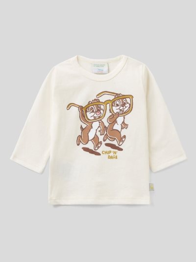 Creamy White Kids' Benetton Warm Chip And Dale Print T Shirts | AU347544