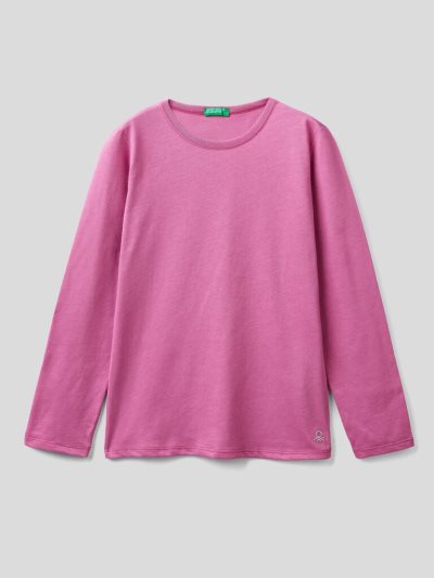 Cyclamen Kids' Benetton Long Sleeve Organic Cotton T Shirts | AU891953