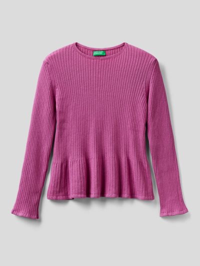 Cyclamen Kids' Benetton Ribbed Knit Flared Bottom Sweaters | AU028876