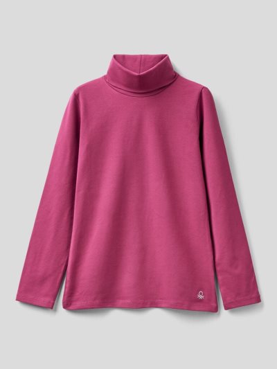 Cyclamen Kids' Benetton Stretch High Neck Long Sleeve T-shirts | AU208606
