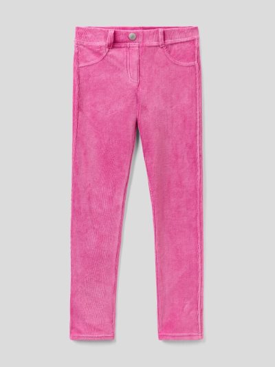 Cyclamen Kids' Benetton Super Skinny Chenille Trousers | AU155553