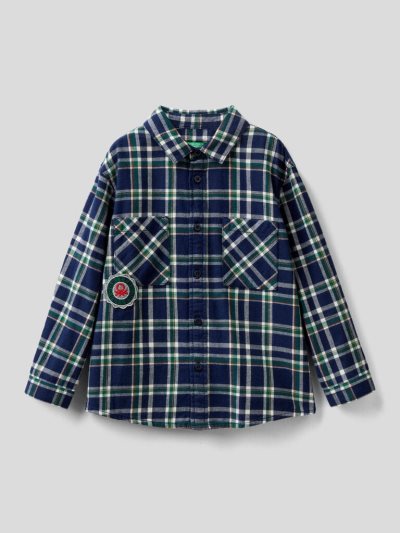 Dark Blue Kids' Benetton Check Flannel Shirts | AU727728