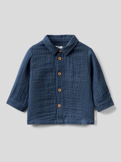 Dark Blue Kids' Benetton Check Pure Cotton Shirts | AU720470