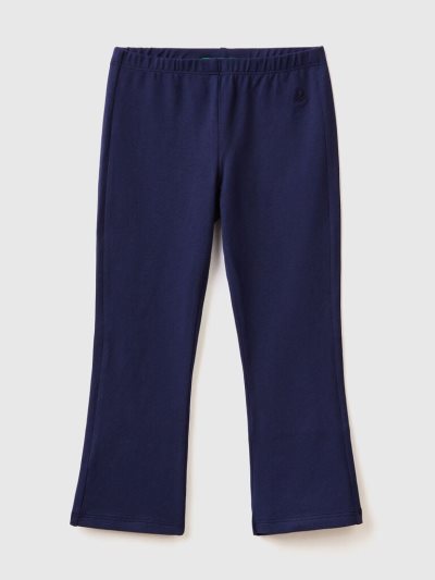 Dark Blue Kids' Benetton Flared Stretch Cotton Leggings | AU316747