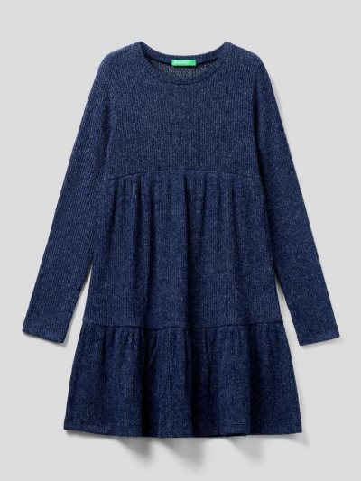 Dark Blue Kids' Benetton Flowy Frills Dress | AU562030