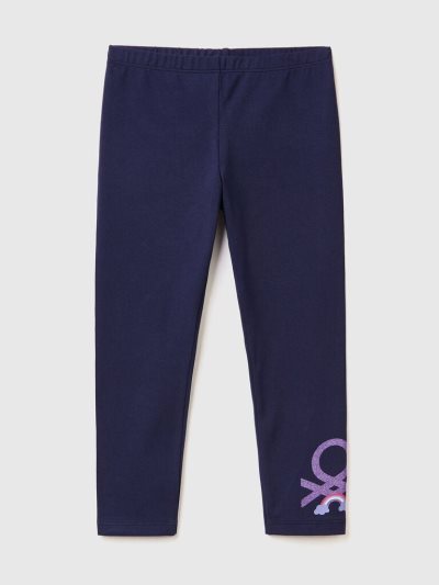 Dark Blue Kids' Benetton Glittery Print Leggings | AU706711
