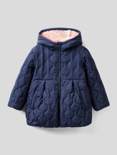 Dark Blue Kids' Benetton Hood Padded Parka Coats | AU445737