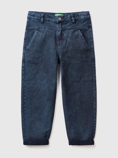 Dark Blue Kids' Benetton Loose Fit Cotton Trousers | AU482728