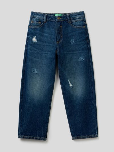 Dark Blue Kids' Benetton Loose Fit "Eco-recycle" Denim Jeans | AU861454