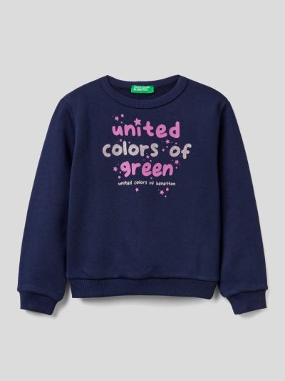 Dark Blue Kids' Benetton Organic Cotton Glittery Print Sweatshirt | AU463431