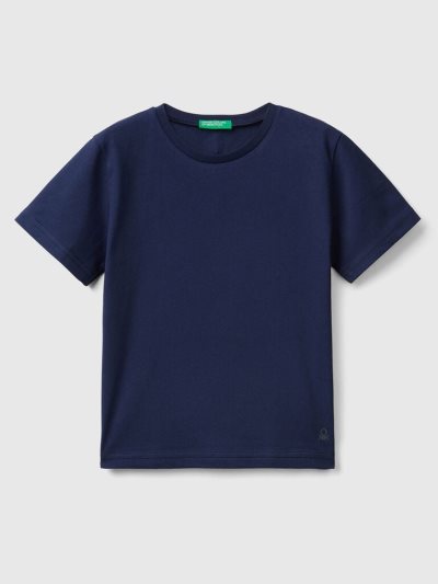 Dark Blue Kids' Benetton Organic Cotton Short Sleeve T-shirts | AU790307