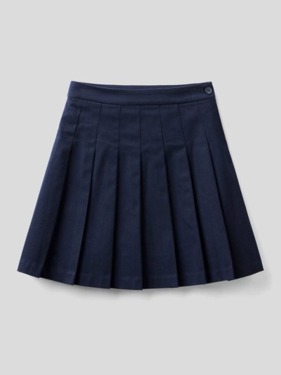 Dark Blue Kids' Benetton Pleated Flannel Skirts | AU065740