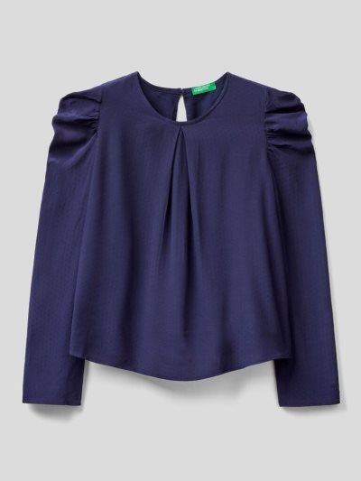Dark Blue Kids' Benetton Puff Sleeves Blouse | AU302242