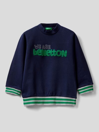 Dark Blue Kids' Benetton Pure Cotton Embroidered Logo Sweatshirt | AU502229