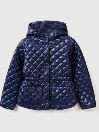 Dark Blue Kids' Benetton Quilted Hood Light Jackets | AU184890