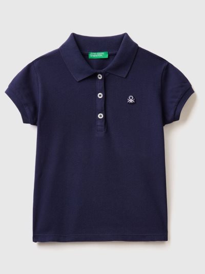 Dark Blue Kids' Benetton Regular Fit Organic Cotton Polo Shirts | AU498407