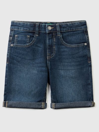 Dark Blue Kids' Benetton Slim Fit"Eco-recycle" Denim Bermudas | AU208762