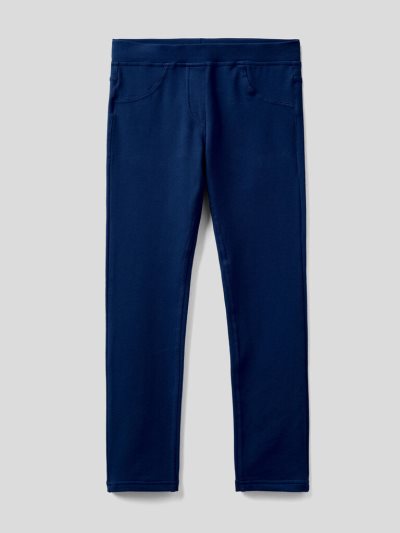 Dark Blue Kids' Benetton Stretch Sweat Fabric Jeggings | AU514038