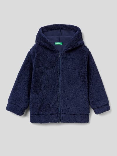Dark Blue Kids' Benetton Teddy Bear Look Hoodie | AU887607