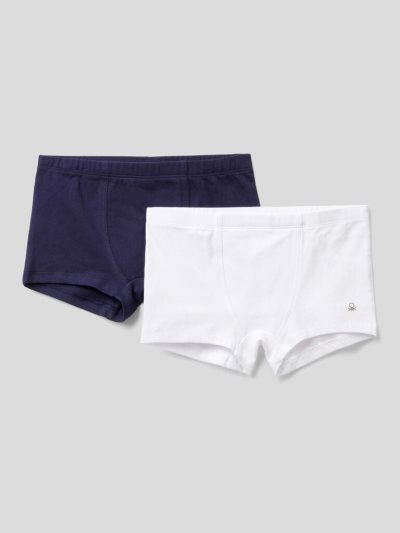 Dark Blue Kids' Benetton Two Pairs Of Stretch Cotton Boxers | AU958207