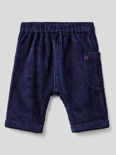 Dark Blue Kids' Benetton Velvet Pocket Trousers | AU298966