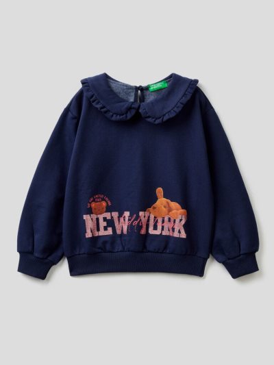 Dark Blue Kids' Benetton Warm Collar Sweatshirt | AU700261