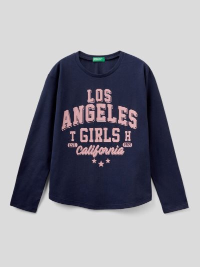 Dark Blue Kids' Benetton Warm Cotton Long Sleeve T-shirts | AU721745