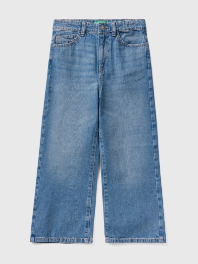 Dark Blue Kids' Benetton Wide Fit High-waisted Jeans | AU171339